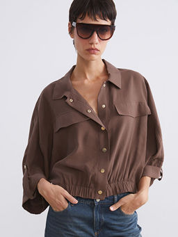 Modal Kar???ml? Oversize Kad?n G?mlek