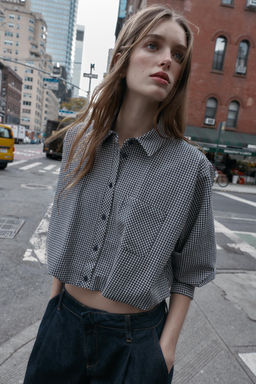 GINGHAM BALLOON SHIRT - Zara фото 4