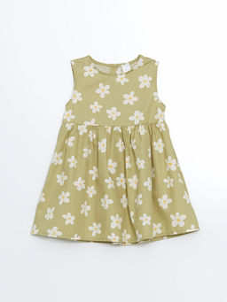 Bisiklet Yaka ?i?ekli K?z Bebek Elbise