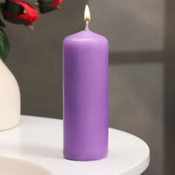 Цена за 2 шт. Свеча-цилиндр, 4×12 см, 15 ч, лаванда