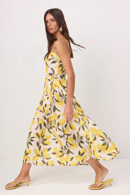 Cok Renkli Limon Desenli Midi Dokuma Elbise TWOSS26EL00621 - Trendyolmilla фото 2