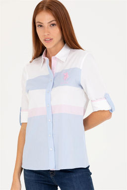 Женская голубая рубашка с длинным рукавом Неожиданная скидка в корзине - U.s. polo assn фото 4