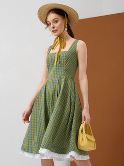 Платье хлопок OD-799-1 клетка желто-голубая OD-799-1