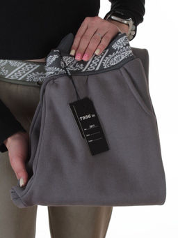 2611 GRAY Штаны утепленные спортивные женские (85% хлопок, 10% полиэстер, 5% спандекс)