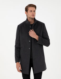 Antrasit Slim Fit Palto