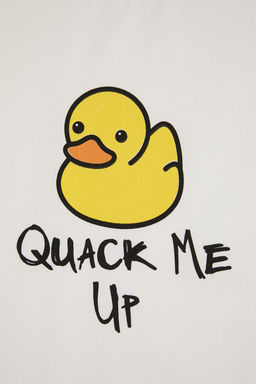 Ekru Regular Kesim Ordek Bask?l? Pamuklu Pijama Tak?m? TMNSS26PT00027