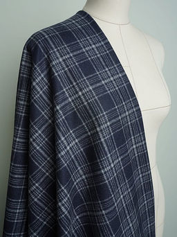 Шерсть пальтово-костюмная Твид Клетка цв.серо-голубой на синем, ш.1.5м, шерсть-60%, п/э-40% - Купава фото 4