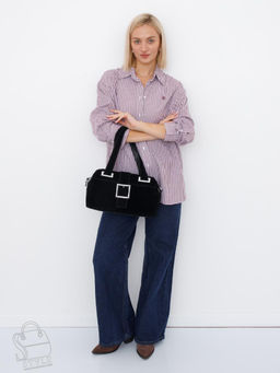 Сумка женская кожаная 0873CF black  Polina&Eiterou