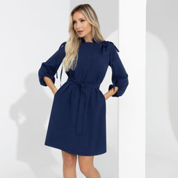 Платье Итальянка в городе (dark blue, с поясом) - Charutti фото 4