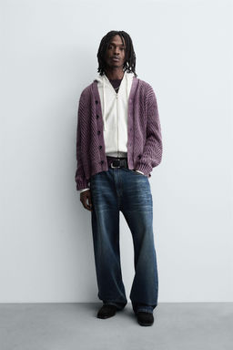 DISTRESSED EFFECT TEXTURED CARDIGAN