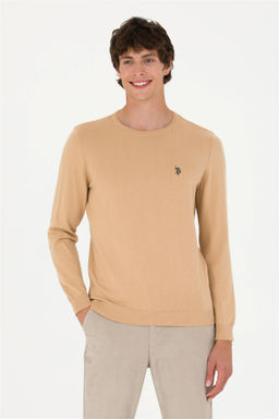 U. S. Polo Assn Мужской базовый свитер песочного меланжа - U.s. polo assn фото 3