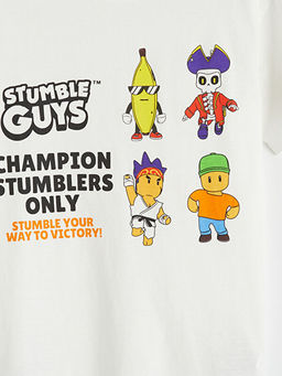 Bisiklet Yaka Stumble Guys Bask?l? Erkek ?ocuk Ti??rt