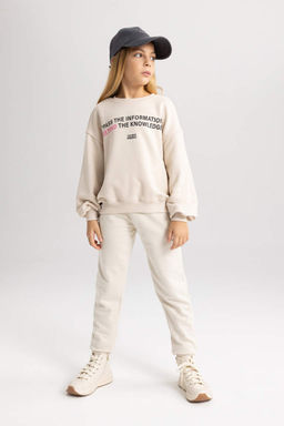 Толстовка оверсайз с принтом для девочек - Defacto фото 2