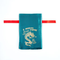 Цена за 5 шт. Мешок новогодний С новым годом. Дракон китайский, 20 х 30см, зелёный, атлас - Дарим красиво фото 2