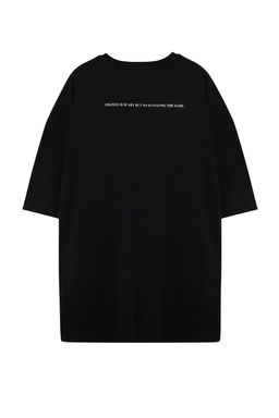 Buyuk Beden Siyah Oversize Cep Detayl? Bask?l? %100 Pamuklu T-Shirt TMNSS24BF00026 - Trendyolmilla фото 8