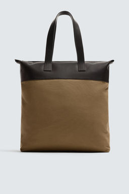 SHOPPER BAG WITH LEATHER DETAILS