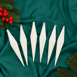 Ёлочные игрушки набор 6 шт. Сосулька острая в полоску, 318 см, белый