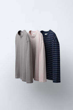 THREE-PACK OF PLAIN AND STRIPED T-SHIRTS