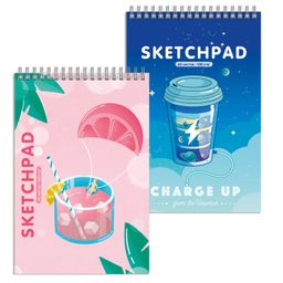 Скетчпад А5 148х210 мм, 60 л, блок - белый офсет 100 г/м2, арт. 59348 БОДРЯЩИЕ КОКТЕЙЛИ