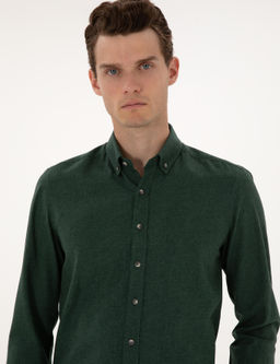 Ye_il Flanel Dokulu Slim Fit Uzun Kollu G_mlek - Pierre cardin фото 2
