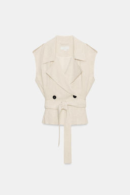 CHALECO CRUZADO CINTUR?N CON LINO / Beige claro - Zara фото 7
