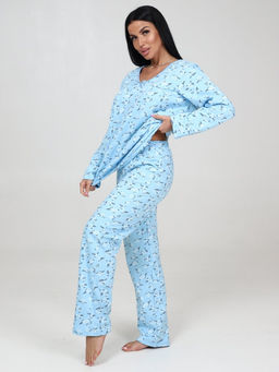 117 ЖЕНСКАЯ ПИЖАМА (Голубой (веточки)) - А-дина фото 4