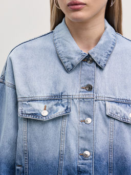 Джинсовая куртка с градиентом / Zarina  фото 6