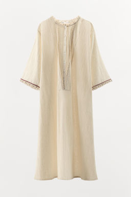 LIMITED EDITION CONTRAST LINEN BLEND KAFTAN - Zara фото 5