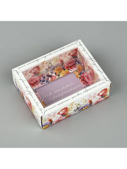 Цена за 5 шт. Коробка складная с пластиковой крышкой «Цветочные грёзы», 11.5 х 9 х 4 см