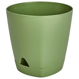Ingreen Горшок для цветов пластмассовый Amsterdam 0,65л, д11см, h10см, с прикорневым поливом, оливковый (Россия)
