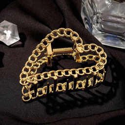 Цена за 2 шт. Крабик для волос «Дороти», сердце, 7.5 см, золото