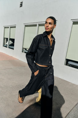 Z1975 HIGH-WAIST JOGGER WIDE-LEG JEANS - Zara фото 10
