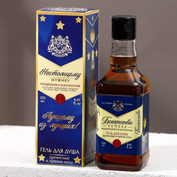 Гель для душа виски Настоящему мужику, 250 мл, аромат древесный с пряными нотами, HARD LINE