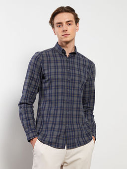 Slim Fit Uzun Kollu Ekose Gabardin Erkek G?mlek