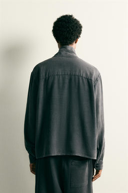 CAMISA RELAXED FIT LAVADO EFECTO VINTAGE / Gris antracita - Zara фото 3