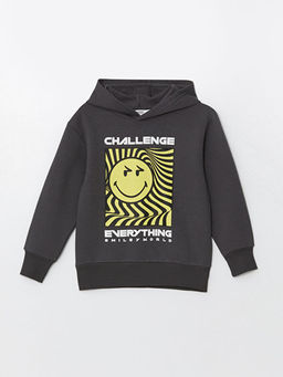 Kap??onlu Smileyworld Bask?l? Erkek ?ocuk Sweatshirt