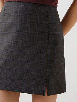 Beli Fermuarl? Ekose Kad?n Etek