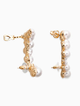 Серьга кафф Жемчужное сокровище, цвет белый в золоте