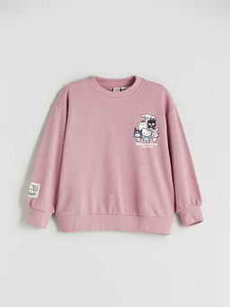 Bisiklet Yaka Hello Kitty Bask?l? K?z ?ocuk Sweatshirt