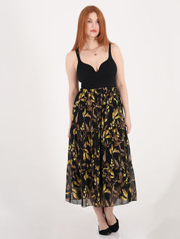 Шифоновая юбка ярусная с цветочным принтом - Almond фото 2