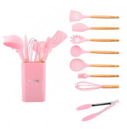 Набор кухонных принадлежностей из силикона 9 предметов Pink kuk-04/09011301 - Kukmara фото 2