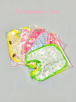 (Уп. 2 шт) Фартук нагрудный цвета для девочек в миксе, сзади клеенка, арт.C-SL030(m)-TR - Мамин малыш фото 3