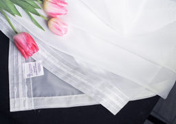 Готовые шторы арт. 0039/200/Б, СТЕФАНИ, цвет белый, занавеска, размеры 200 см ширина х 175 см высота из ВУАЛИ, украшена кружевом, пошита на шторной ленте