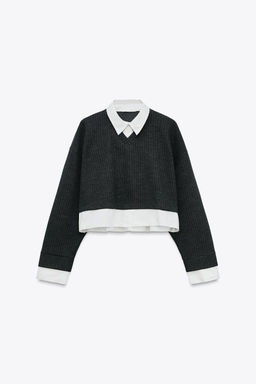 CONTRAST POPLIN SWEATSHIRT - Zara фото 5