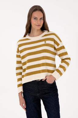 Kad_n Krem _izgili Bisiklet Yaka Kazak