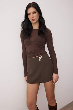 Kahverengi Aksesuar Detayl? Dokuma Sort & Bermuda TWOAW26SR00062 - Trendyolmilla фото 2