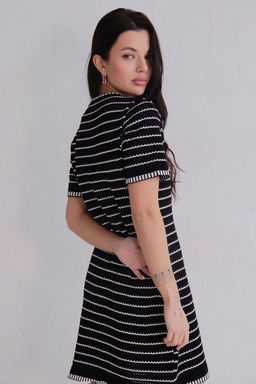 Платье вязаное чёрное в полоску - Martichelli фото 8