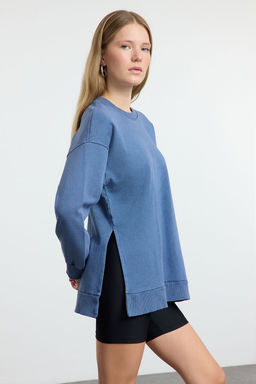 TRENDYOLMILLA Ekru Oversize/Genis Kal?p Y?rtmac Detayl? Kal?n Ici Polarl? Orme Sweatshirt TWOAW23SW00195  фото 2