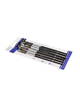 Набор кистей для рисования, синтетика, 6 штук: № 2, 4, 6, 8, 10, 12, плоские, закругленные, чёрно - серые, международный размер