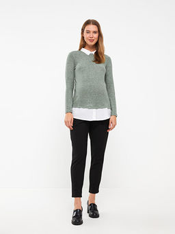 G?mlek Yaka D?z Uzun Kollu Hamile Ti??rt